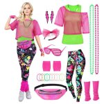 Tenue de dame costume dguisement annes 80 halloween rtro non disco m