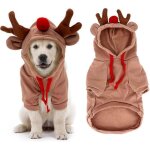 Tenue de no�l pour chien manteau de renne � capuche v�tements de no�l pour chien et chat (taille m).