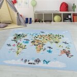 Teppium tapis enfant tapis pour chambre de filles et de gar�ons couleur bleu 80x120 cm tapis chambre ...