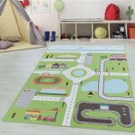Teppium tapis enfant tapis de jeu color verd 120x170 cm tapis chambre enfant tapis chambre bb