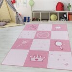 Teppium tapis enfant motif � carreaux de petite princesse coloris rose 80x120 cm tapis chambre enfant ...