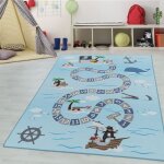 Teppium tapis enfant motif pirate coloris bleu 80x120 cm tapis chambre enfant tapis chambre b�b�
