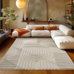 Teppium tapis de salon et chambre  poils boucls beige 60 x 110 cm style bohme scandinave tapis dcoratif ...