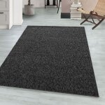 Teppium tapis de salon moderne uni noir chin� 200x290 cm - boucles courtes entretien facile tapis uni ...