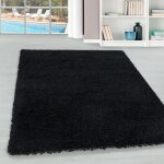 Teppium uni tapis de salon shaggy uni tapis noir 160x230 cm chambre tapis poil long moelleux et doux