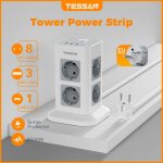 Tessan multiprise tour protection contre les surtensions adaptateur multiprise avec 8 prises secteur ...