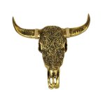 Tête de buffle sculptée dorée décoration murale bohème chic Tête de buffle sculptée dorée décoration murale bohème chic