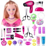 Tte  coiffer enfant - ensemble de jeu - 34 pices - sche - cheveux inclus