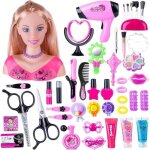 Tête à coiffer et maquiller - 45 pièces tête de coiffage avec accessoires de coiffure - jeu dimitation ... Tête à coiffer et maquiller - 45 pièces tête de coiffage avec accessoires de coiffure - jeu dimitation ...