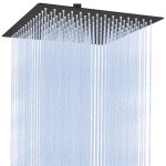 T�te de douche - inox - pommeau de douche � pluie carr� - 20x20 cm - noir - anti - calcaire