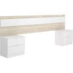 Tte de lit avec 2 tables de chevet  2 tiroirs - chne / blanc - 248 x 342 x 96 cm