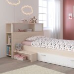 T�te de lit 90 cm bicolore pia - blanc - fabriqu� en france - terre de nuit