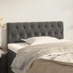 Tte de lit - armoire de tte de lit - capitonne gris fonc 90x7x78 / 88 cm velours