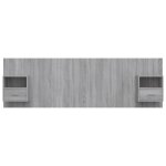 T�te de lit avec armoires - wiens - sonoma gris - bois ding�nierie - 160x80 cm - 2 tables de chevet