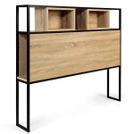 Tete de lit bois style industriel chambre acier noir + rangement Tete de lit bois style industriel chambre acier noir + rangement