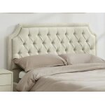 T�te de lit capitonn�e 150 cm - tissu - beige - johene