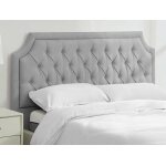 Tte de lit capitonne 200 cm - tissu - gris clair - johene