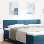 T�te de lit capitonn�e bleue fonc�e 180 cm en velours 42007187