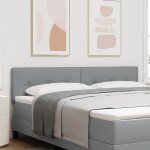 T�te de lit capitonn�e gris clair 180 cm en tissu 42007176