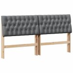 T�te de lit capitonn�e - vidaxl - gris fonc� - 180 cm - pin massif - coussin rembourr� - facile � nettoyer ...