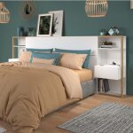 Tête de lit avec étagères et chevets blanc - blanc - fabriqué en france - terre de nuit Tête de lit avec étagères et chevets blanc - blanc - fabriqué en france - terre de nuit