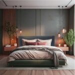 T�te de lit largeur 160 x 80 cm tissu couleur gris sombre