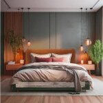 T�te de lit largeur 160 x 80 cm tissu couleur marron orang�