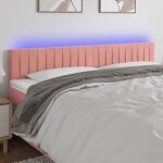 T�te de lit � led - armoire de t�te de lit avec �clairage led - capitonn�e rose 160x5x78 / 88 cm velours ...