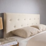Tête de lit luline 160 capitonnée en tissu rembourré pieds en bois design élégant pour lits 160 cm Écru ... Tête de lit luline 160 capitonnée en tissu rembourré pieds en bois design élégant pour lits 160 cm Écru ...