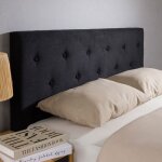Tte de lit luline 160 capitonne en tissu rembourr pieds en bois design lgant pour lits 160 cm noir ...