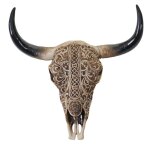 Tête de taureau decoration murale 31 cm trophee longhorn avec tribal en polyresine interieur / exterieur ... Tête de taureau decoration murale 31 cm trophee longhorn avec tribal en polyresine interieur / exterieur ...