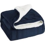 Th couverture polaire sherpa bleu marin 130x160cm - couverture de lit double face douce et chaude plaid ...