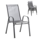 Thanaddo lot de 4 chaises de jardin en textil�ne chaises de salle � manger empilables avec accoudoirs ...