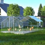 Thanaddo ? poulailler enclos 18 m 36 m acier galvanis grillage renforc porte large montage facile ...