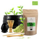 Th matcha bio kit mary rose japonais 100g bol noir 500 ml fouet bambou