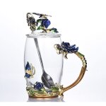 Th� en verre transparent coupe en verre � fleurs tasse � th� avec couvercle tasses � th� papillon avec ...
