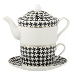 Th�i�re �go�ste pied - de - poule en porcelaine