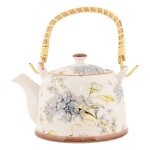 Thire avec filtre 800 ml blanc bleu cramique fleurs 6cete0173