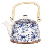 Thire avec filtre 800 ml bleu porcelaine rond fleurs 6cete0087
