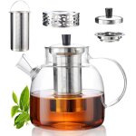 Theiere avec infuseur - thire en verre rsistant  la chaleur - 1500ml - chauffant transparent avec ...