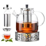 Theiere avec infuseur1. 5 litrethire en verre clair rsistant  la chaleur1500ml thire en verre avec ...