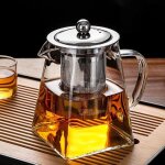 Thire en verre 550ml thire avec filtre infuseur en acier inoxydable rsistant  la chaleur