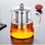 Théière en verre carrée tasse de bouteille résistant à la chaleur avec infuseur parfait pour le thé et ... Théière en verre carrée tasse de bouteille résistant à la chaleur avec infuseur parfait pour le thé et ...