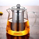 Th�i�re en verre transparente avec infuseur amovible en acier inoxydable injecteur en verre pour fleurs ...