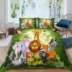 Thme animal de la fort de dessin anim housse de couette140x200 animaux de la jungle parure de lit ...