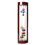 Thermomètre galilée en verre un design avec des sphères multicolores dans un cadre en bois au fini cerisier ... Thermomètre galilée en verre un design avec des sphères multicolores dans un cadre en bois au fini cerisier ...