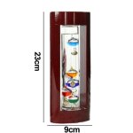 Thermomtre - galileo - verre - design multicolore - cadre en bois - 23 cm de hauteur