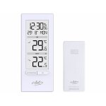 Thermomtre avec horloge radio - pilote et capteur extrieur - coloris blanc