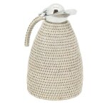Thermos en acier inoxydable et rotin patiné blanc Thermos en acier inoxydable et rotin patiné blanc