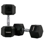 Thunder haltre hexagonal 175?kg acier revtement caoutchouc antidrapant individuel noir usage domestique ...